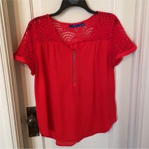 Apt. 9 Red Lace Accent Blouse